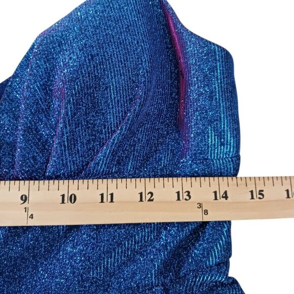 B.Darlin Glitter knit Skater Party Dress Spaghetti Straps Saphire/Fuschia 11/12 - Picture 7 of 11